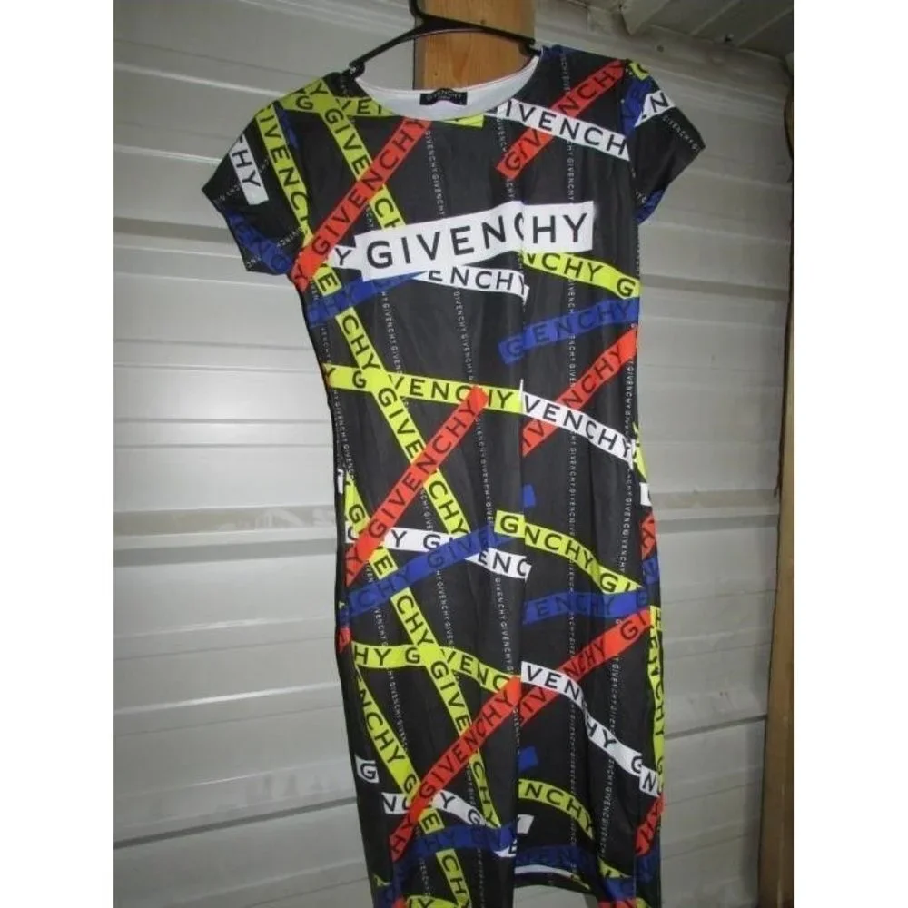 SOLD! Givenchy Short Sleeve Mini Dress With Allover Logo Size Large - Picture 6 of 6